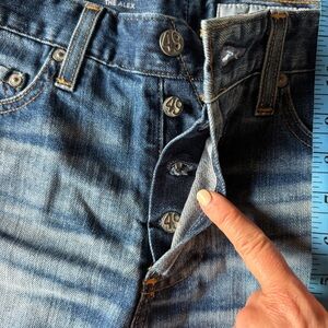 Ag Adriano Goldschmied “The Alex” Mid-Rise Rolled Hem Button front Denim Shorts